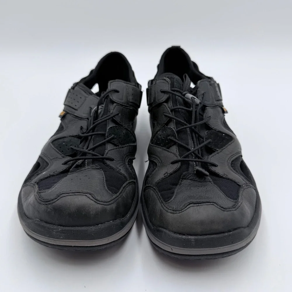 Teva Omnium Leather Fisherman Sandals Mens Black Waterproof Hiking Shoes 1019116